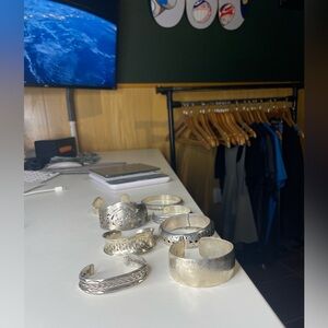 Sterling Silver Cuff Bracelet Lot - Mixed lot of 8, 6.9 OZ scrap / NOT SCRAP